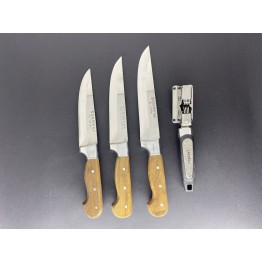 Sürmene El Yapımı Bileme Hediyeli 3'lü Mutfak Bıçak Seti