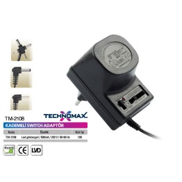 Technomax TM-2108 Adaptör 12v 500ma Kademeli